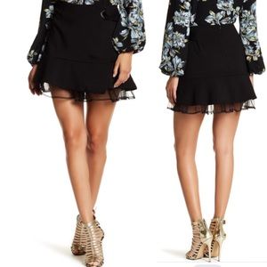 Free Press Faux Wrap Tulle Hem Mini Skirt